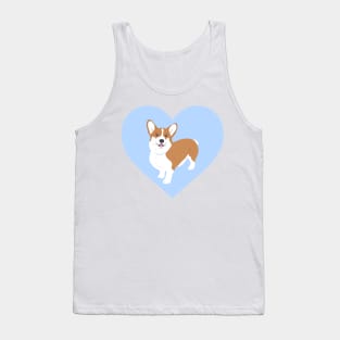 Corgi In A Light Blue Heart Tank Top